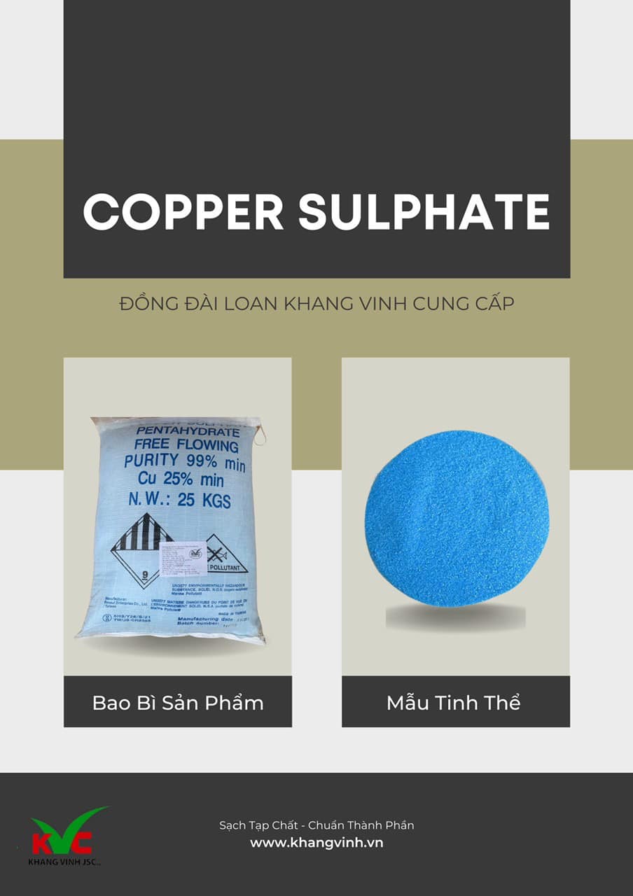 Đồng sulphate – CuSO4.5H2O – Copper sulphate – khoáng vi lượng bổ sung Cu cho thức ăn chăn nuôi, nuôi tôm